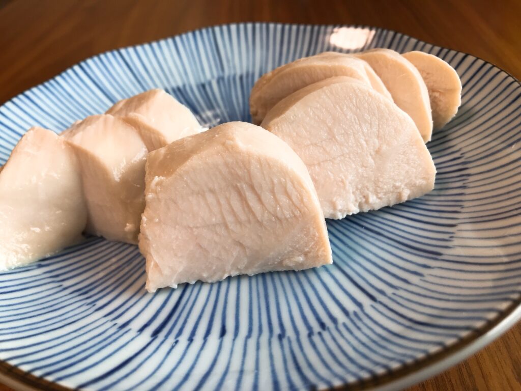 低温調理器Boniq proで調理した鶏むね肉の断面